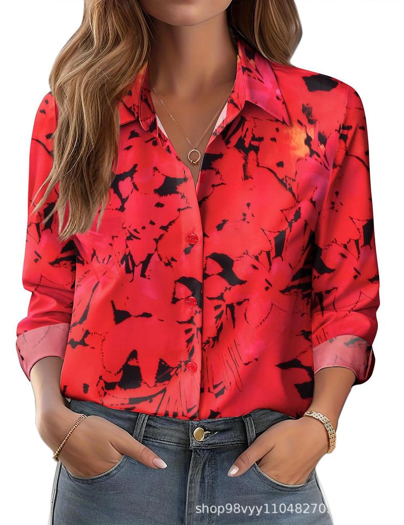 Women's Shirt Printed Floral Loose Shirt Women's Top