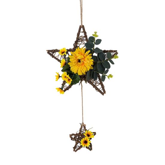 Rattan Hanging Ornaments, Five-pointed Star Shape Hangings, Handcrafted Durable Wear-resistant Home Decoration for Family Friends F