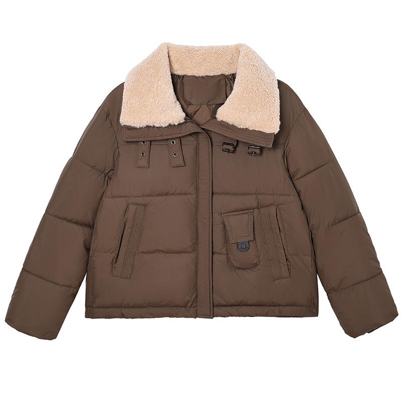 Women's New Plush Lapel Short Cold Lightweight Thickened Padded Fluffy Warm Loose High-quality Fabric Casual Sports Cotton Clothing