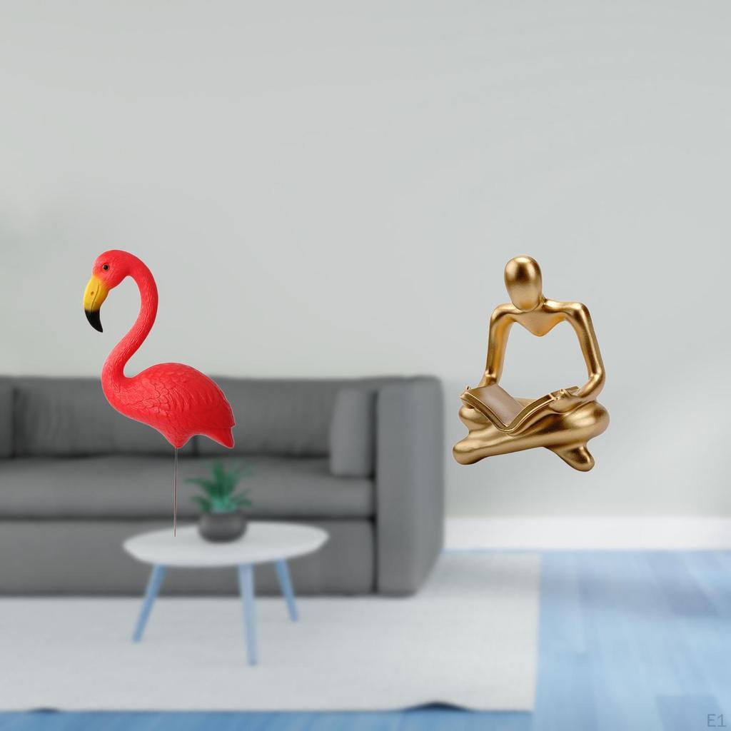 Flamingo Fairy Garden Stake Sculpture Ornament And Creative Abstract Thinker Statue Figurine Craft