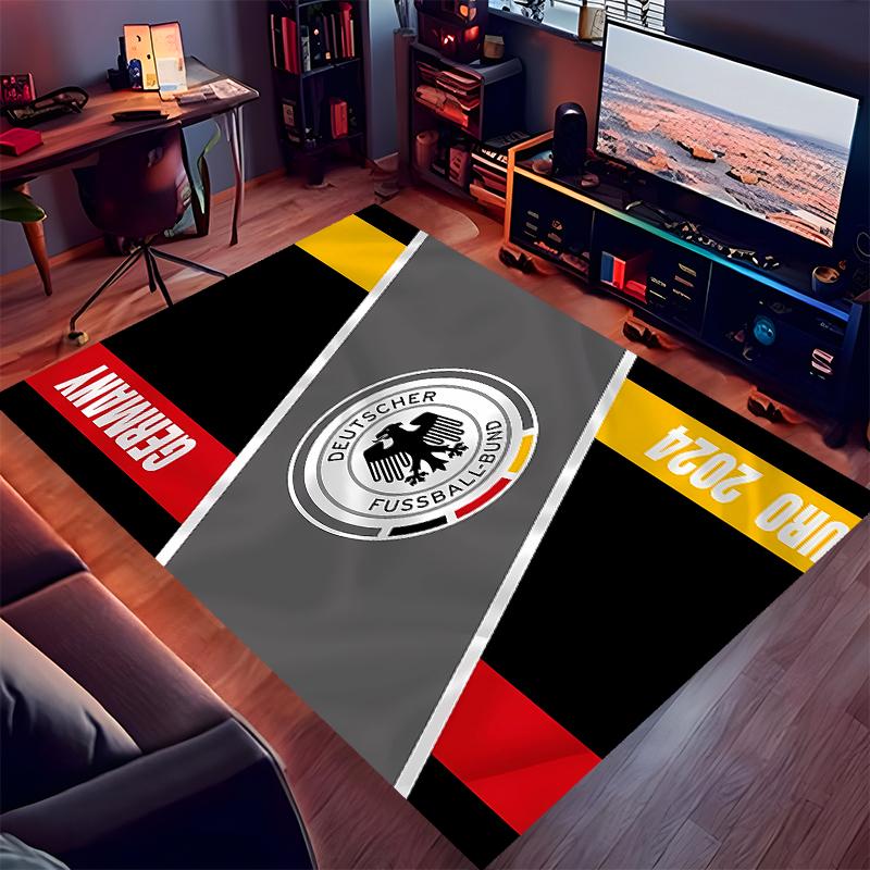 1pc Football Club Logo Print Area Rug - Soft, Washable Non-Slip Indoor Mat for Office Chairs, Living Room, Home Office Decorative Rug