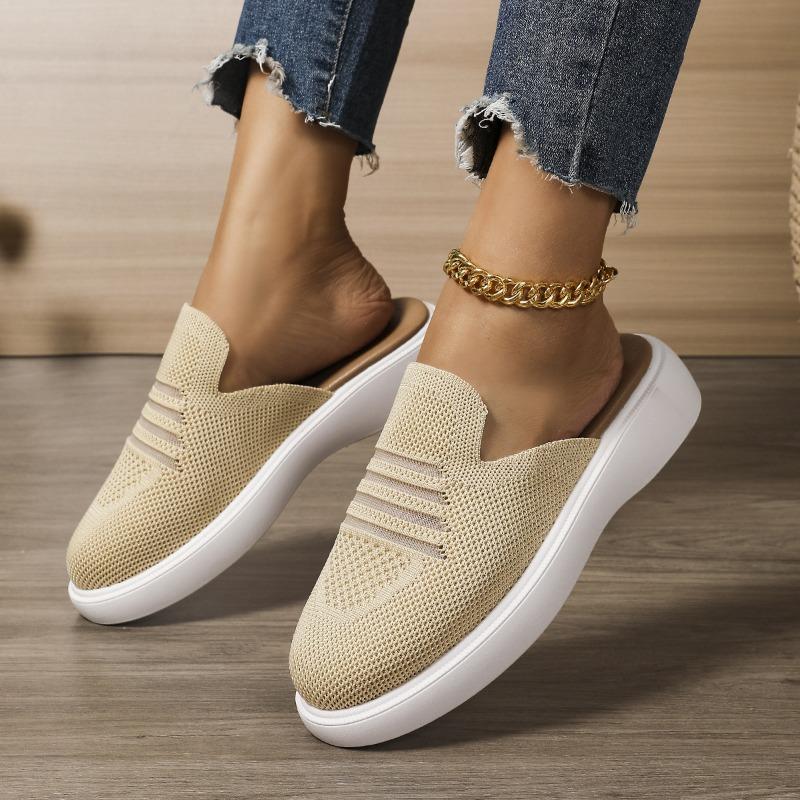 Slippers Women's Summer New Bag Head Mesh Breathable Flat Bottom Women's Slippers Wear Non-slip Soft Sole Fashion Women's Shoes