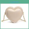Borsa a tracolla casual da donna a forma di cuore, tinta unita, con catena, per uscite informali
