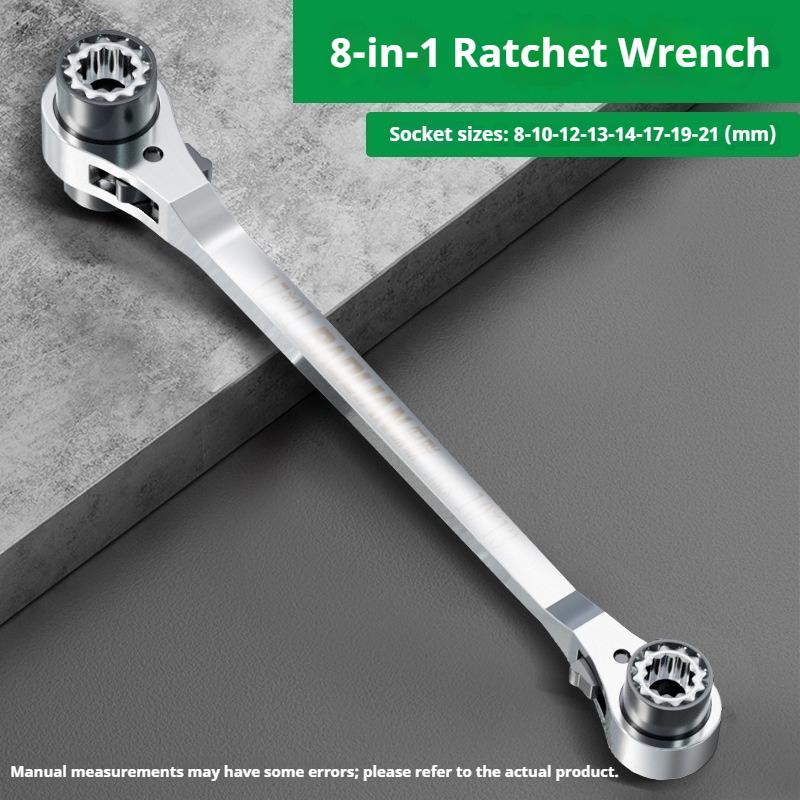 8 In 1 Ratchet Wrench Multifunctional Two-way Spanner Thickening Labor-saving Anti-rust Car Repair Tools Household Hardware Tool