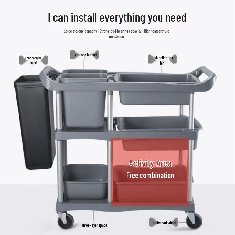 3-Tier Mobile Dish Collection Cart
