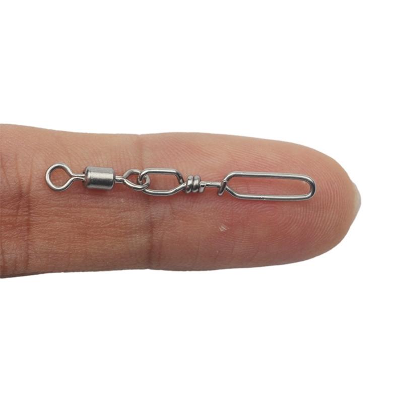 10Pcs Highly Strength Rolling Ball Bearing Snap Fishing Barrels Swivels Baits Connectors Clip for Saltwater Freshwater