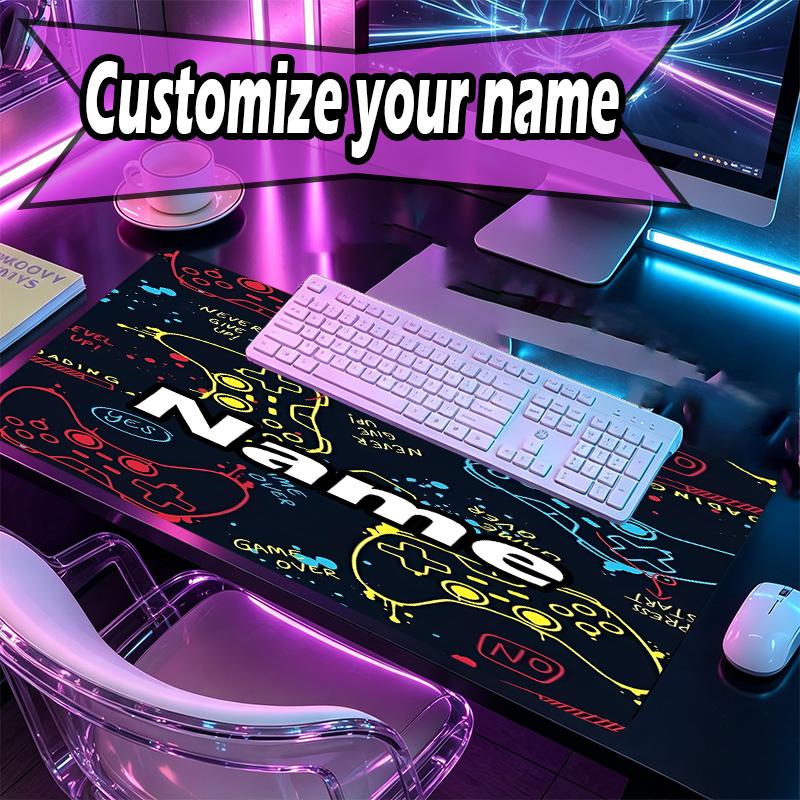 Custom Name Personalized Game on Pattern Mousepad, Laptop PC Desk Mat, Decorative Desk Mat for Home Keyboard Pad Gift