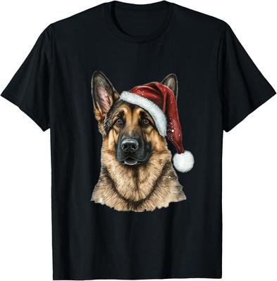 Německý ovčák Santa Claus Pes Vánoční tričko