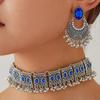 Stylish Retro Middle Eastern Ethnic Three-Dimensional Beaded Necklace & Earrings Set for Women