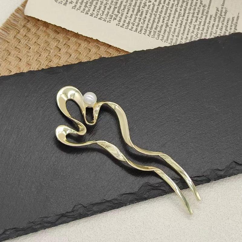 New Fashion Metal Pearl Hair Stick for Women Elegant Chinese Style Light Luxury U Shape Hairpin Hair Jewelry Accessories Gifts