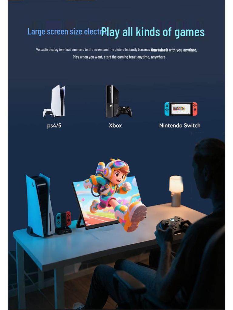 15,6" Drahtloser Tragbarer 1080p Monitor für PC, Telefon, PS5/Switch-Spiele