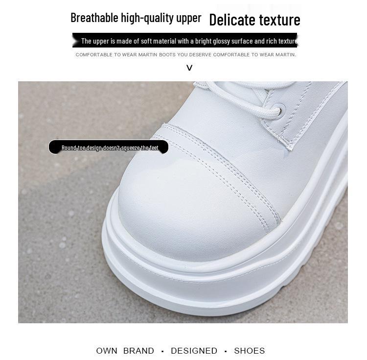 Damskie botki Martin 10CM – jesień/zima 2025, na obcasie klinowym, z zamkiem błyskawicznym z boku, sznurowane, wyszczuplające, skórzane botki do połowy łydki