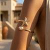 Imitation Pearl Starfish Open Cuff Bangles Metal Armlet Jewelry Versatile Women Bracelet  Banquet