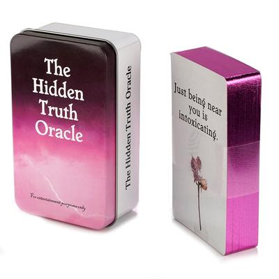 Le carte Oracle della verità nascosta in una scatola di metallo di latta Mazzo di tarocchi con carte di divinazione con parole chiave