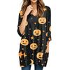 Womens Tops V-neck 3/4 Sleeve Blouses Casual Mid-length Shirts Fashion Halloween Print Tunic Tops With Pockets