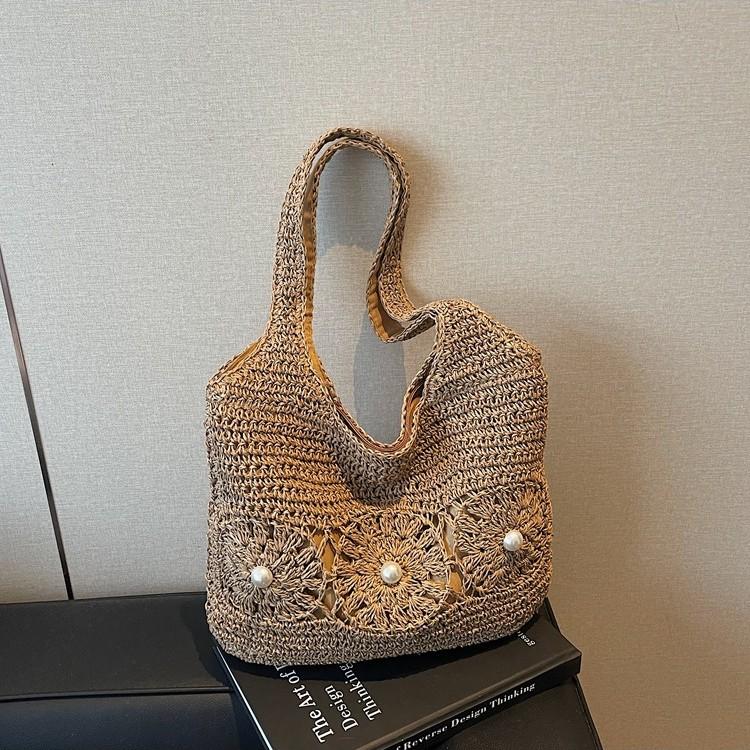 Borsa Tote a Spalla Singola Retro Estiva Borsa Intrecciata da Spiaggia per Vacanze al Mare