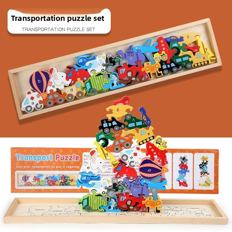 

Wooden 3d Puzzle Set For Kids With Animal Transportation Figures For Early Education Playroom Transport