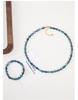 Blue Phosphorite & Garnet Sterling Silver Necklace & Bracelet Set - Elegant Natural Stone Jewelry for Women