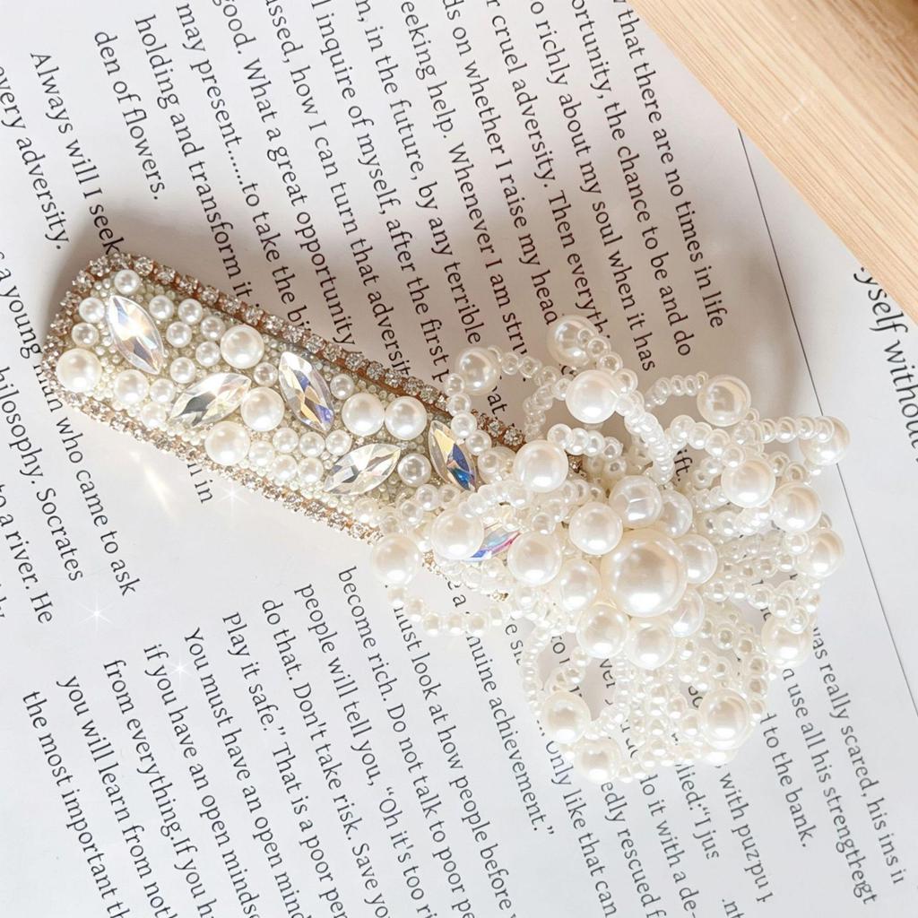 High-End Exquisite Pearl Flower Hair Clip for Women - Elegant BB and Bangs Hair Accessories