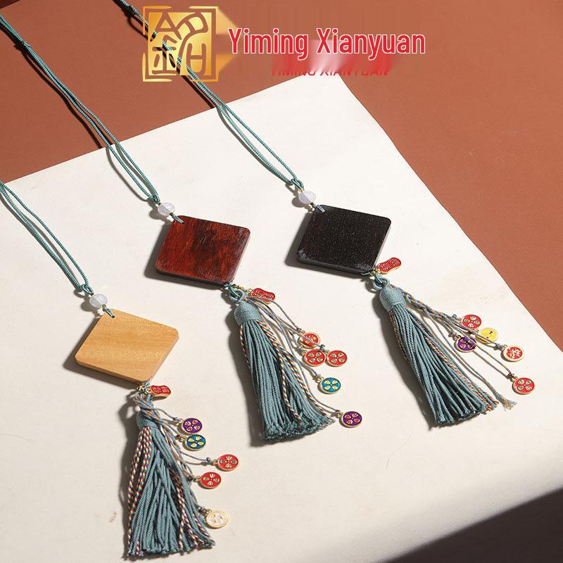 Ebony and Rosewood DIY Painted Tassel Car Pendant: Sandalwood Hanging Ornament Gift