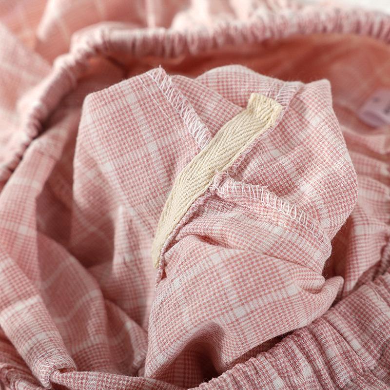 Spring-Summer Lightweight Plaid Sleep Pants - Unisex Cotton Pajamas for Indoor & Outdoor Wear