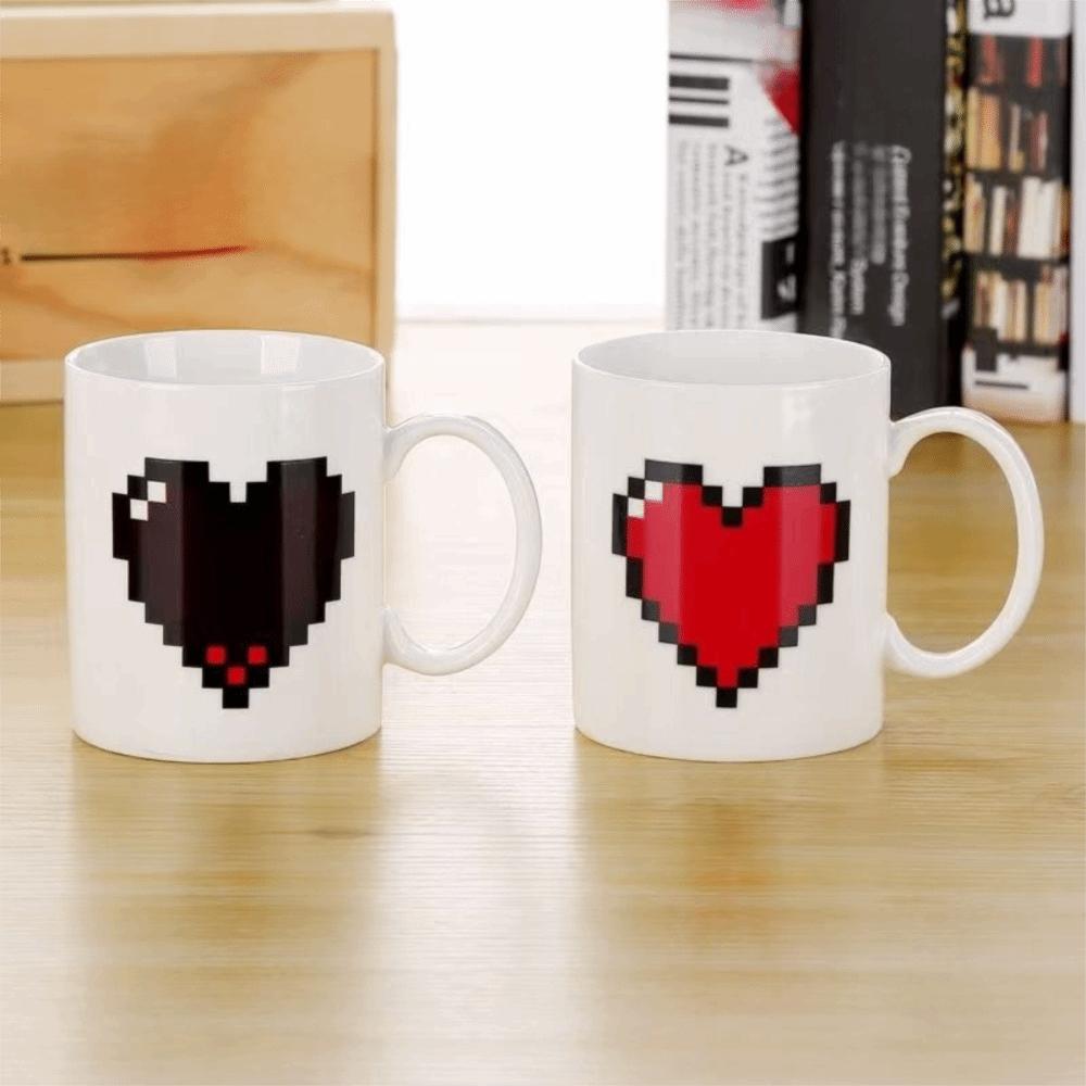 Minimalist Style Color-changing Heart Ceramic Cup Heat-resistant Tea Mug  Couple