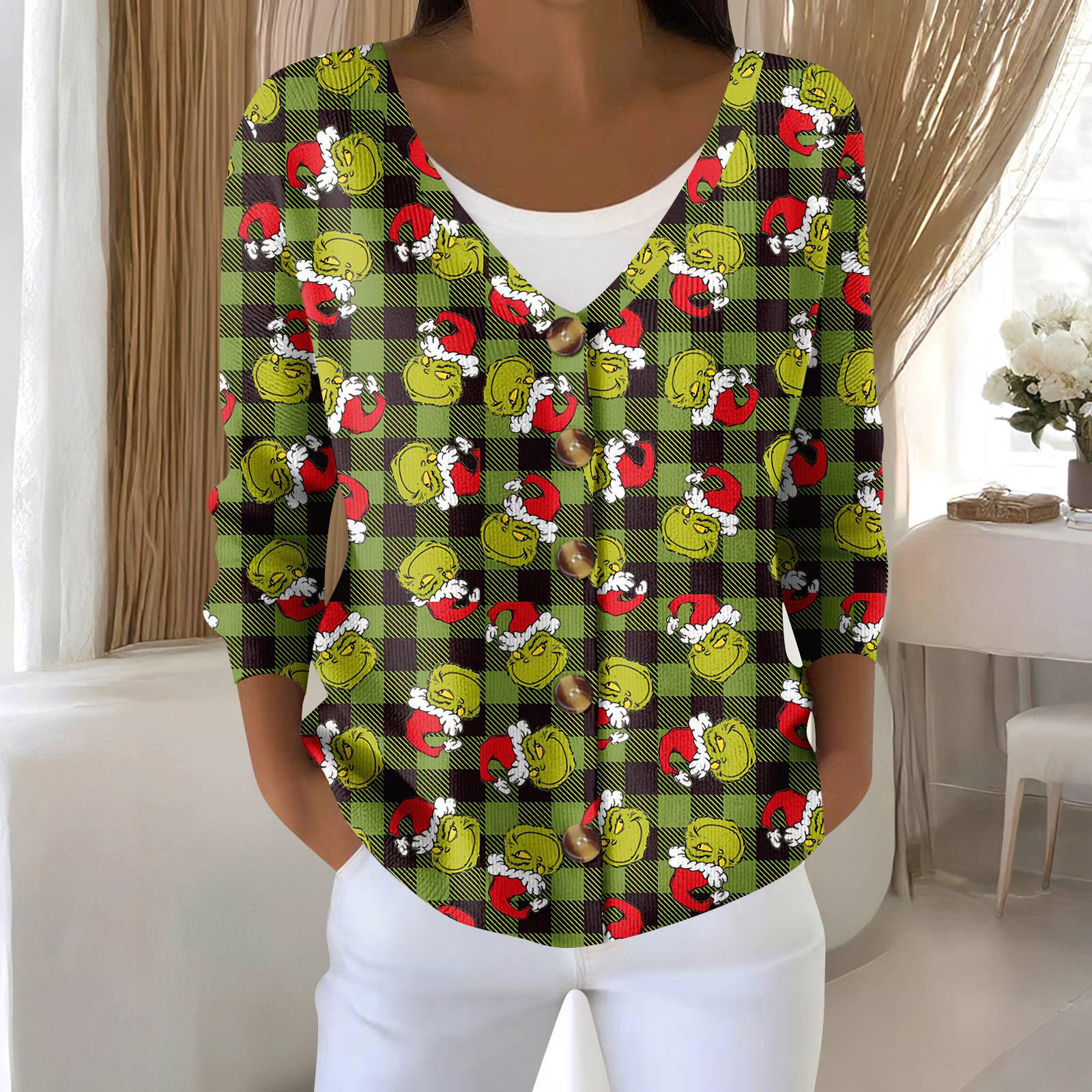 

Женская мода с длинным рукавом, рождественский принт «Снеговик-снежинка», куртка, кардиган L