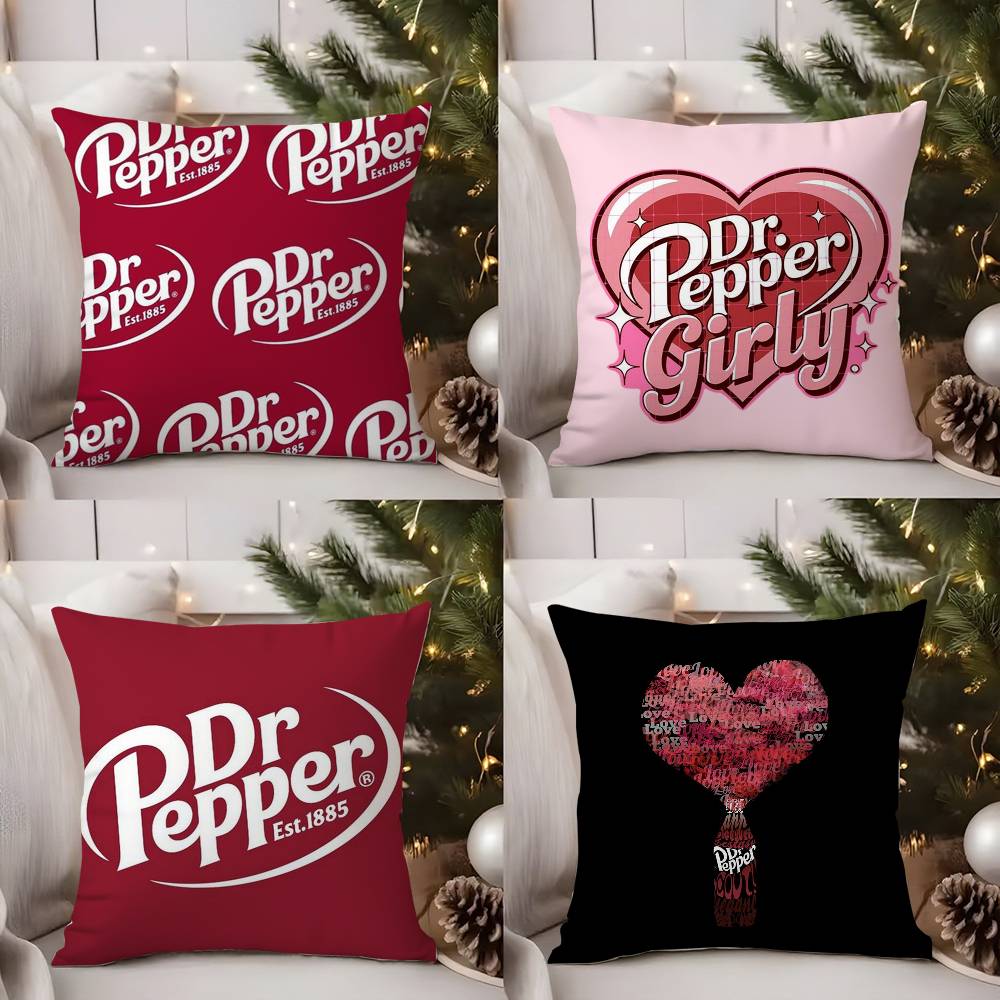 Cherry Drink D-Dr-P-Pepper Pillow Case Plush Fabric Soft Double Sided Print Home Sofa High Quality Cushion Cover Throw