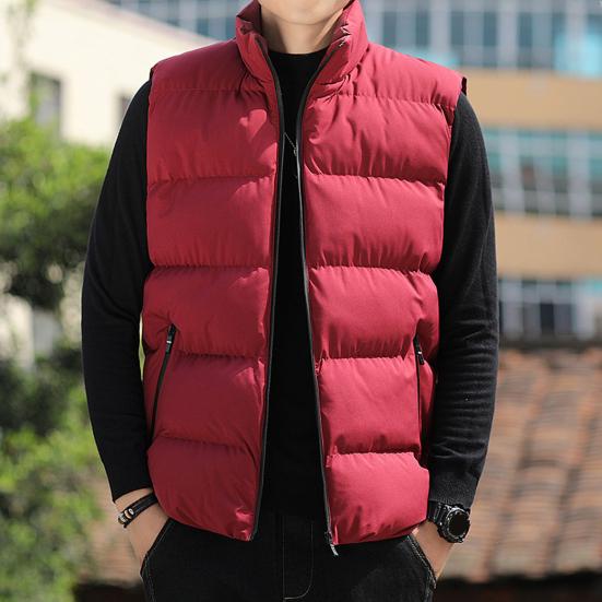 Men Waistcoat Stand Collar Sleeveless Slim Fit Vest Coat With Pockets Solid