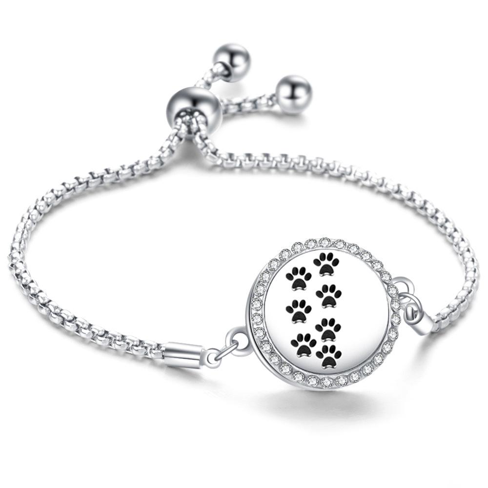 Crystal Rhinestone Aromatherapy Tree of Life Bracelet - Adjustable Titanium Steel with Essential Oil Compartment.