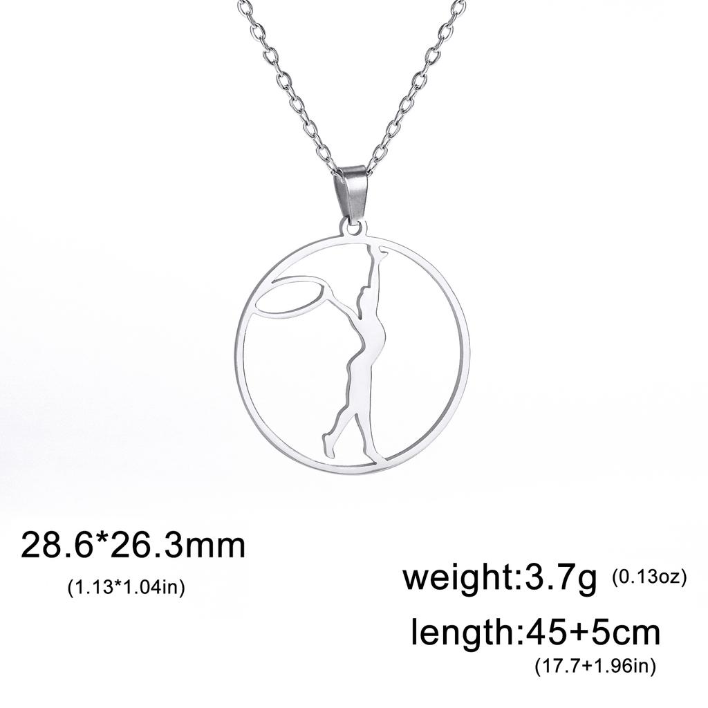Dreamtimes Gymnastik Halskette Edelstahl Sport Tanz Gerätturnen Eiskunstlauf Athlet Schmuck Anhänger Geschenk für Frauen