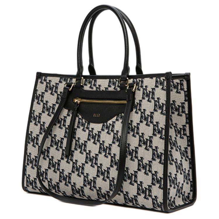 New ELLE Fabric Tote Bag, Multi Compartment, Fashion, One Shoulder Handbag Tubas Women's Black E22F1422538