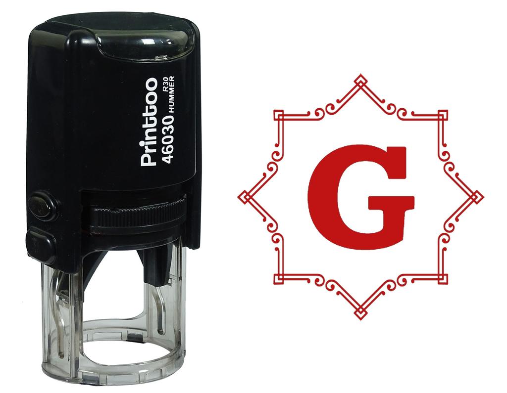 Printtoo Achteckiger Keltischer Wirbelrahmen Alphabet G Monogramm Selbstfärbender Gummi Stempel Büro