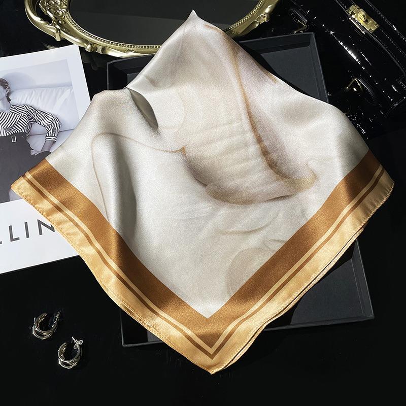 Elegant silk silk scarf women's sand painting mulberry silk printing silk scarf spring and autumn business versatile square scarf gift