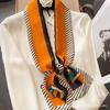 Long Silk Scarf Women's New Small Silk Scarf Printing Simulation Silk Tied Bag Streamer Explosion Sweet Little Scarf