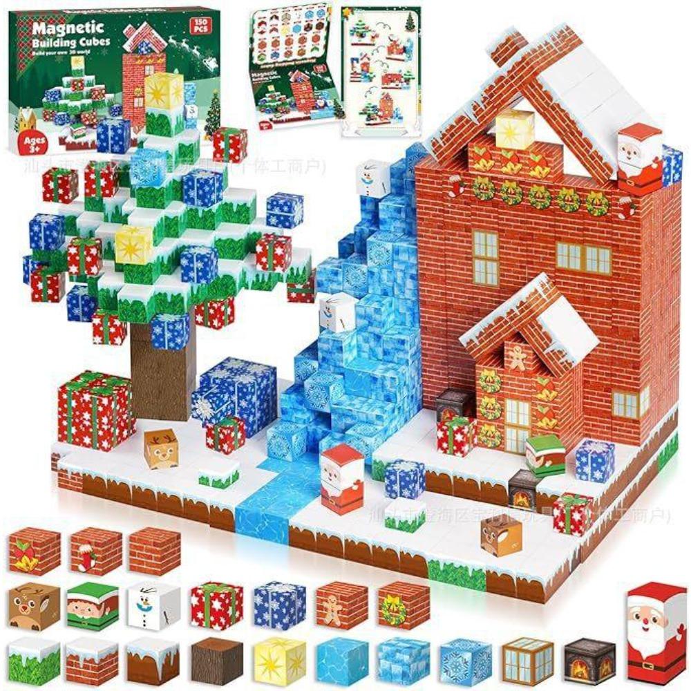 Magnetic Block Building Block Christmas Cottage Boys And Girls Full Set Of Children'S Toys