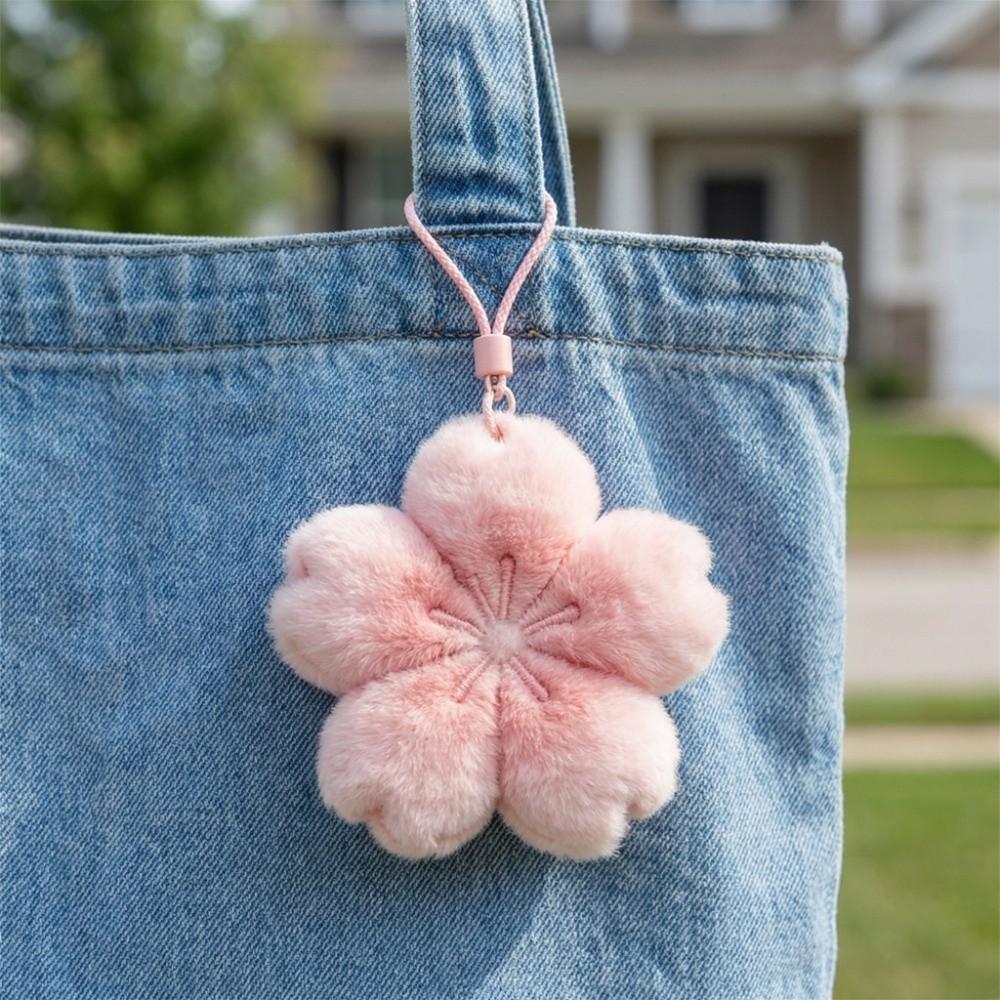 Ornaments Cherry Blossom Pendant Sweet Bag Hanging Bag Charm Plush Flower Keychain Gifts