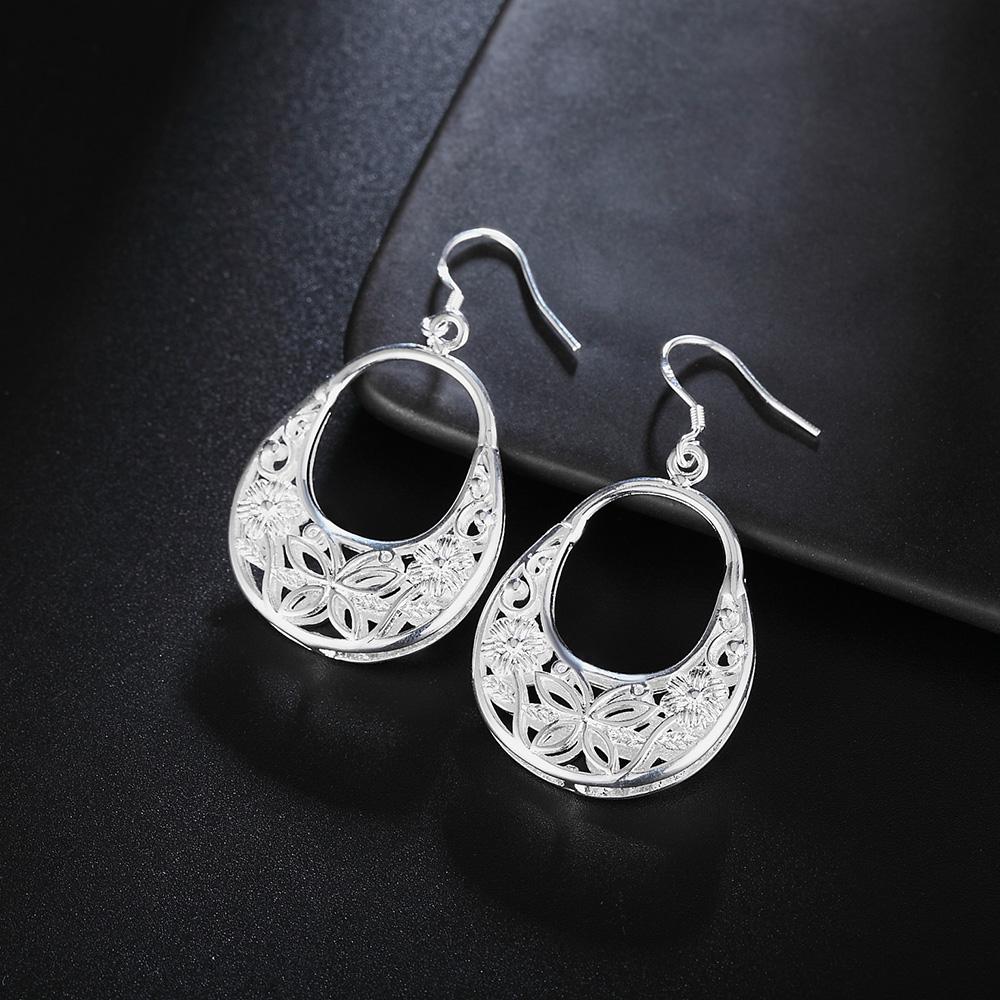 New 925 Sterling Silver Carved butterfly flower Earrings Women Fashion Jewelry Christmas Gifts Wedding fancy earrings 4