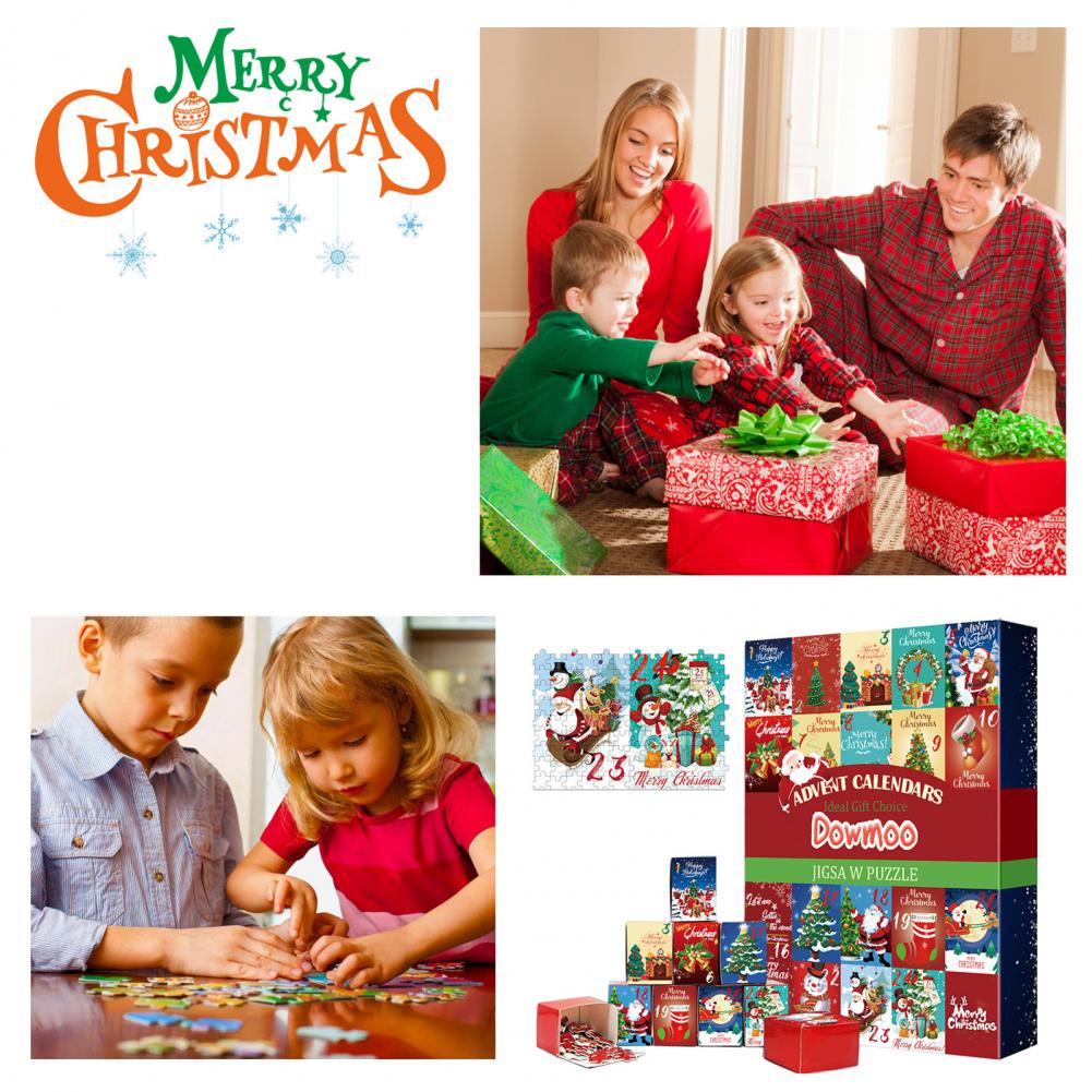 Feiertagspuzzle für Erwachsene Saisonales Raumdekor-Accessoire Weihnachts-Adventskalender Puzzle-Set für Erwachsene 2025 für Kinder