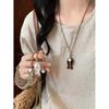 Women's Y2K Tiger Eye Stone Fish Pendant Necklace - Light Luxury Long Chain Accessory