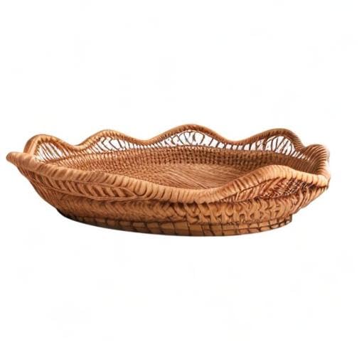 Lirancia Rattan Storage Basket, Openwork Round Bread Basket for Guests, Fruit, and Snacks, Ideal for Home Crafts and Handmade Projects (30 X 6 Cm)