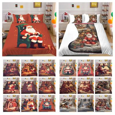 Christmas Printed Comforter Cover Set Twin Size Microfiber Bed Set Teens Kid Lovely Luxury Home Bedclothes
