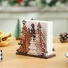1PC Wooden Christmas Tree Tissue Holder, Desktop Three-dimensional Paper Holder, Tissue Base Napkin Holder
