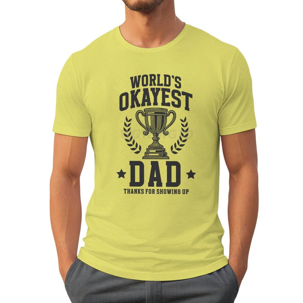 Father's Day Shirt World's Okayest Dad Printed T-shirt for Men Daughter's Gift for Father Crew Neck Top Tie-dye Men's Clothing