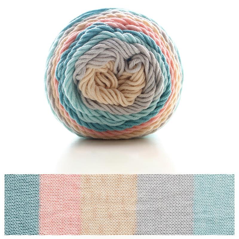 2 Pcs Rainbow Cotton Yarn Segment Dyeing 100g/Ball 5 Strands Of Thick Wool Line DIY Knitting Crochet Sweater Scarf Blanket