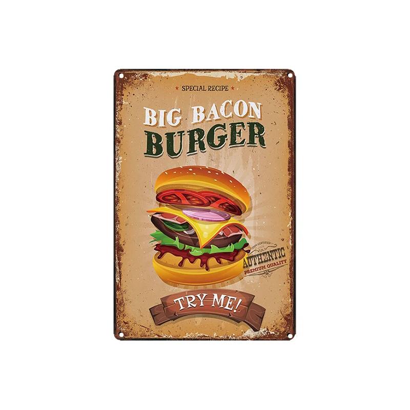 Menu Rychlého Občerstvení Kovová Plechová Znamení Sendvič Zmrzlina Burger Restaurace Plakát Domácí Kuchyně Železná Deska Nástěnná Malba Kavárna Nástěnná Dekorace Plaketa