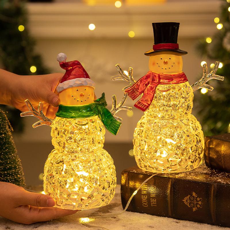 Christmas decorations snowman night light glowing snowman desktop ornaments Christmas gift decoration