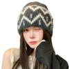 Fair Island wind wave pattern knitted hat children winter face small warm ear protection knitted hat retro versatile bucket hat