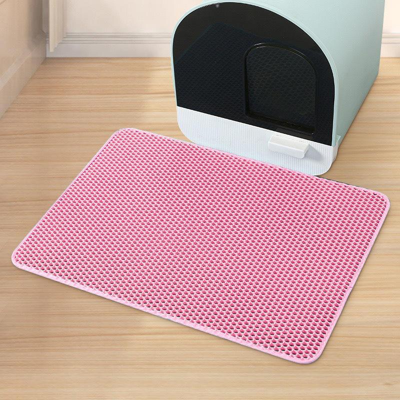 2PCS Double Layer Honeycomb Cat Litter Mat, Washable Foldable Detachable Anti-Splash Kitty Litter Trapping Pad