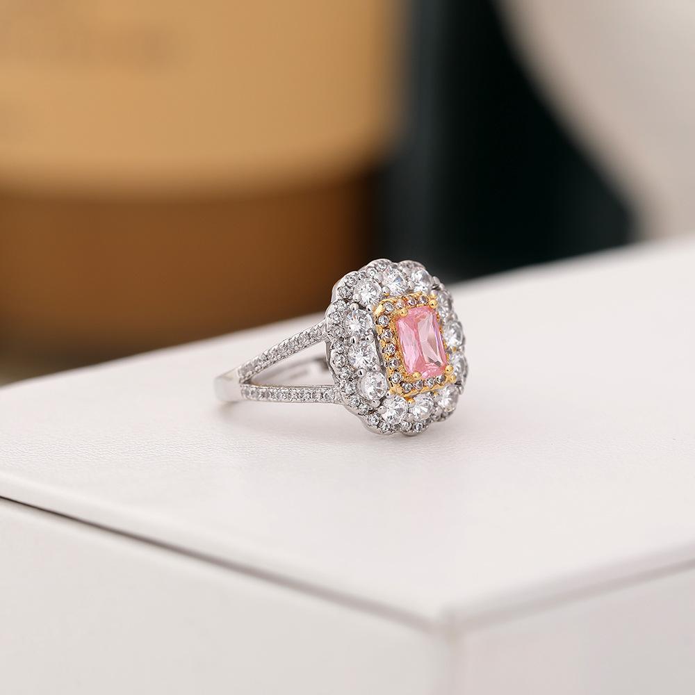Clearance goods are on sale at a loss micro-inlaid pink diamonds, yellow diamonds, index finger rings, women's zircon women's jewelry rings.